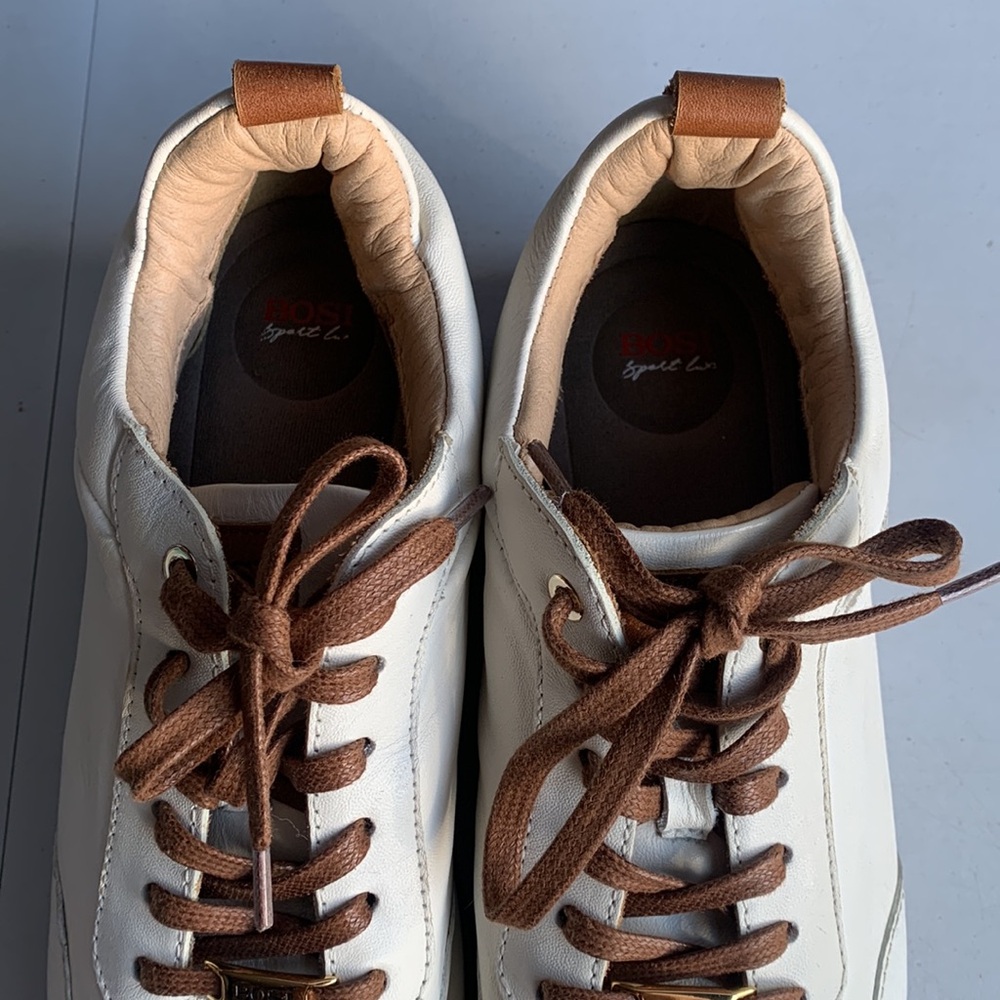 BOSI Leather Sneakers Women’s 38 White Lace Up Casual Shoes EUC Minimalist Style - Picture 5 of 14